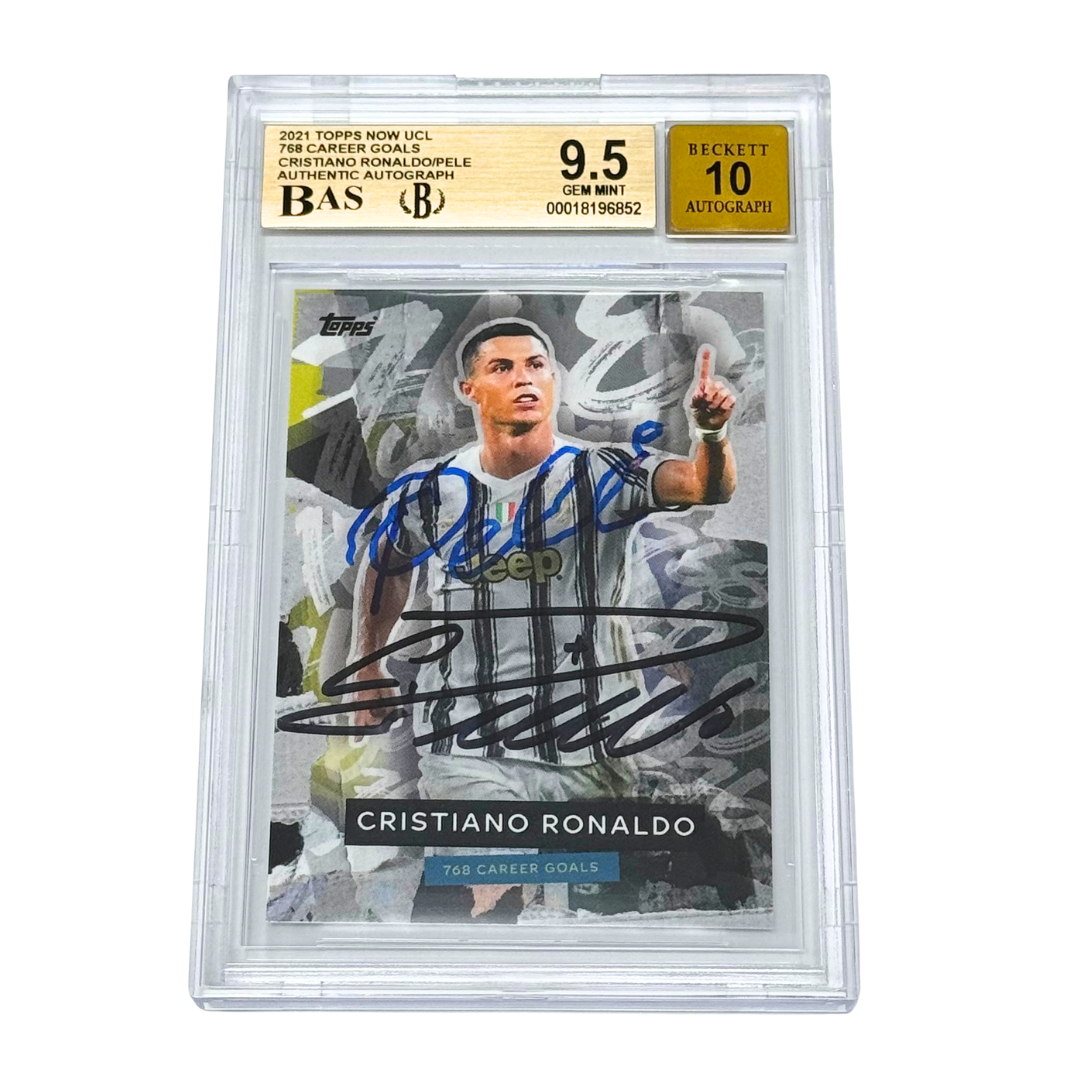 Cristiano Ronaldo & Pele Signed 2021 Topps Now Goal Record – BGS 9.5 AUTO 10